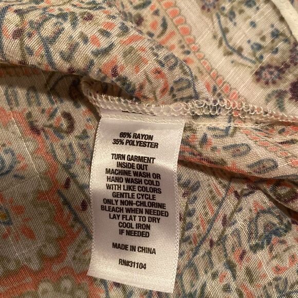 New Direction Blouse Size Large Floral Bell Sleeve Gathered Neck - Picture 10 of 11